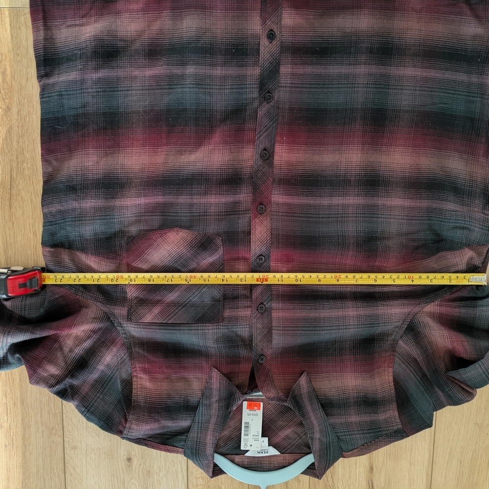 Penningtons Plaid Button-Up Shirt in Berry and Gray - Picture 7 of 9